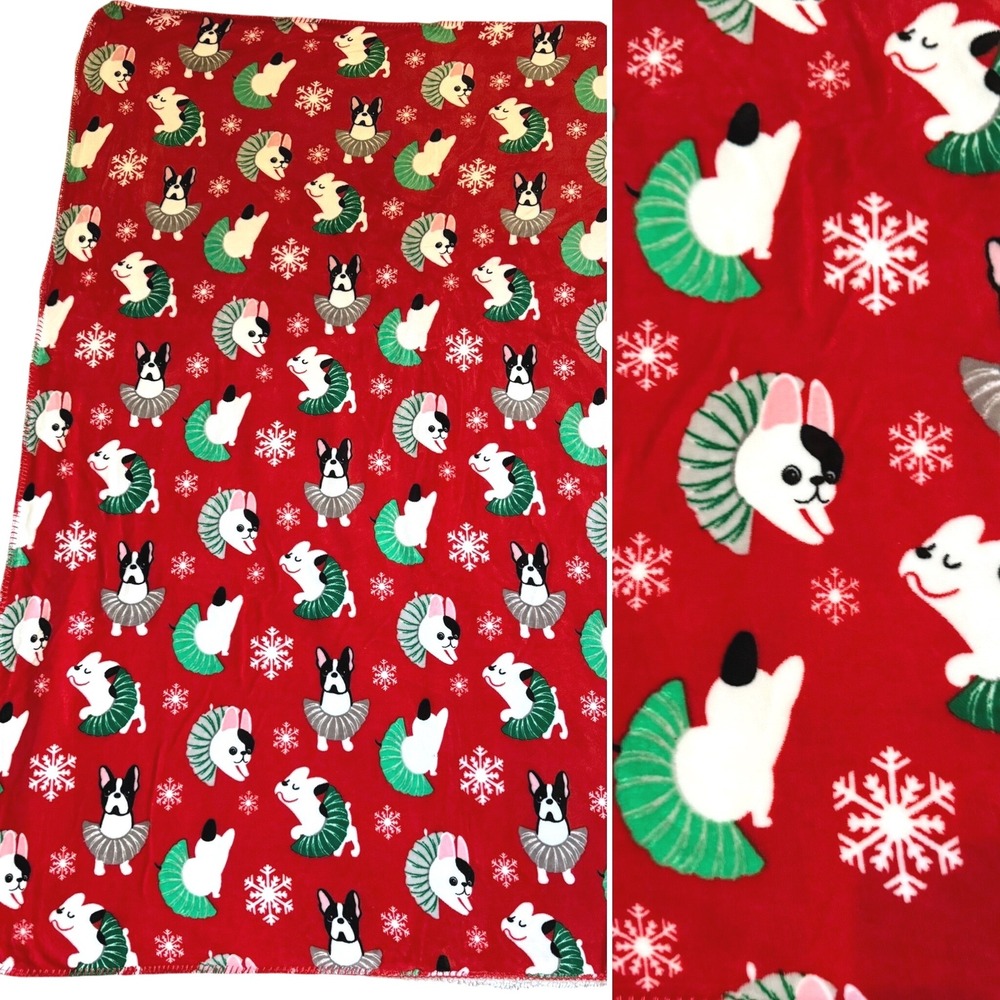 Berkshire Blanket French Bulldog Boston Terrier Ballerina Christmas Sherpa Dogs